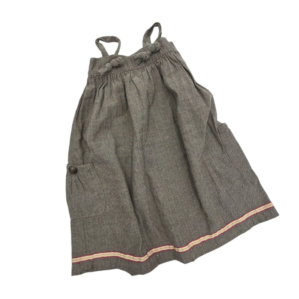 Matilda Jane Girls Jumper Dress Sz 4 Herringbone Brown Overall Country Peasant